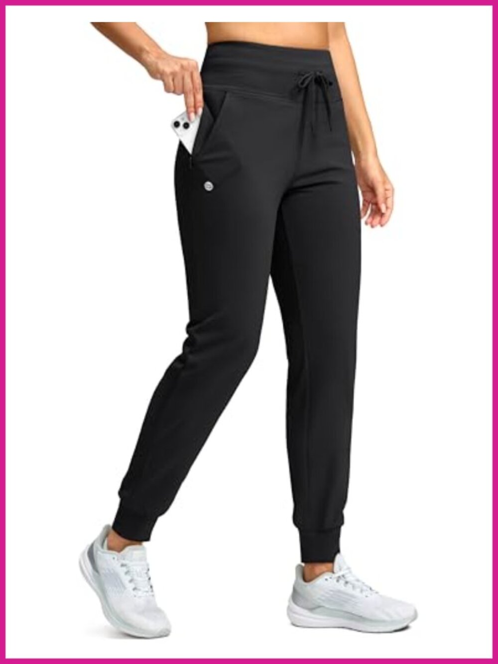 Fleece Lined Joggers Water Resistant High Waist Thermal Sweatpants